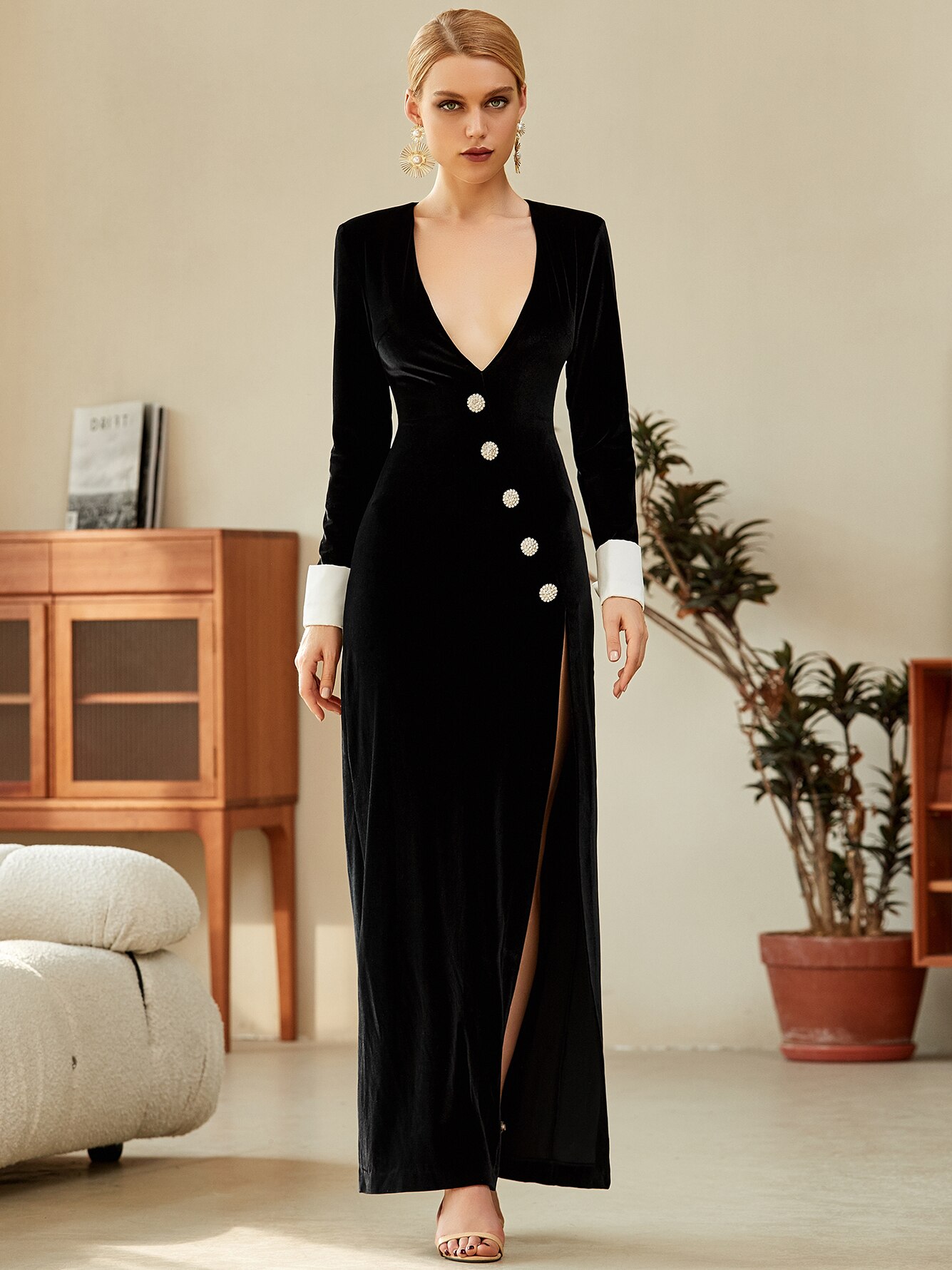 Adyce-Women-s-Long-Sleeve-Maxi-Velvet-Dress-2022-New-Winter-Sexy-V-Neck-Black-Diamonds-2