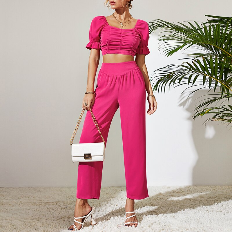 KEBY-ZJ-Women-s-Two-Piece-Sets-Solid-Short-Sleeve-Crop-Tops-and-Wide-Leg-Pants-3