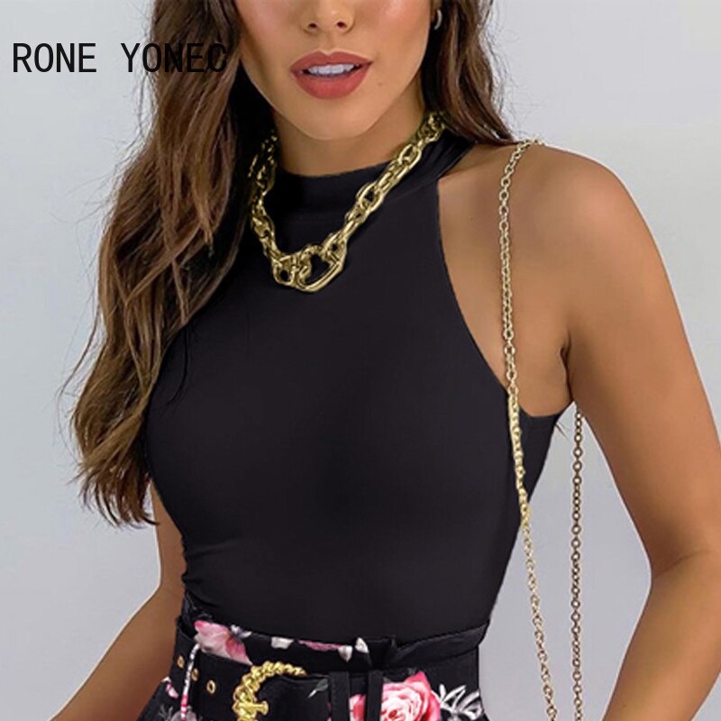 Women-Casual-Halter-All-Over-Print-Bottom-Solid-Top-Sleeveless-with-Belt-Summer-Bodycon-Short-Sets-2