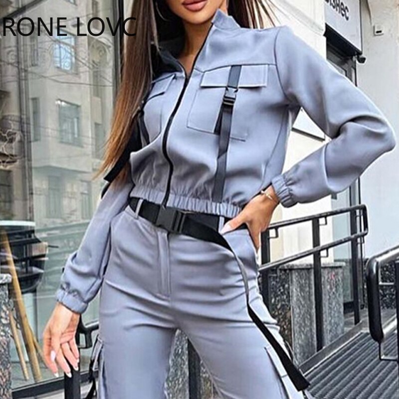 Women-Casual-Lock-Catch-Half-Open-Collar-Pocket-Long-Sleeves-Three-Pieces-Suit-Sets-3