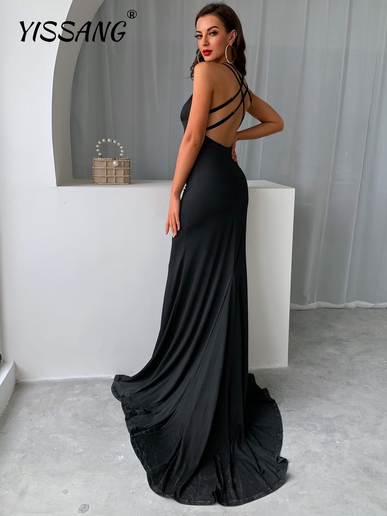 Yissang-Black-Suspender-Long-Dress-Backless-Split-Fishtail-Skirt-Cocktail-Prom-Long-Dress-Elegant-Lady-Party-1
