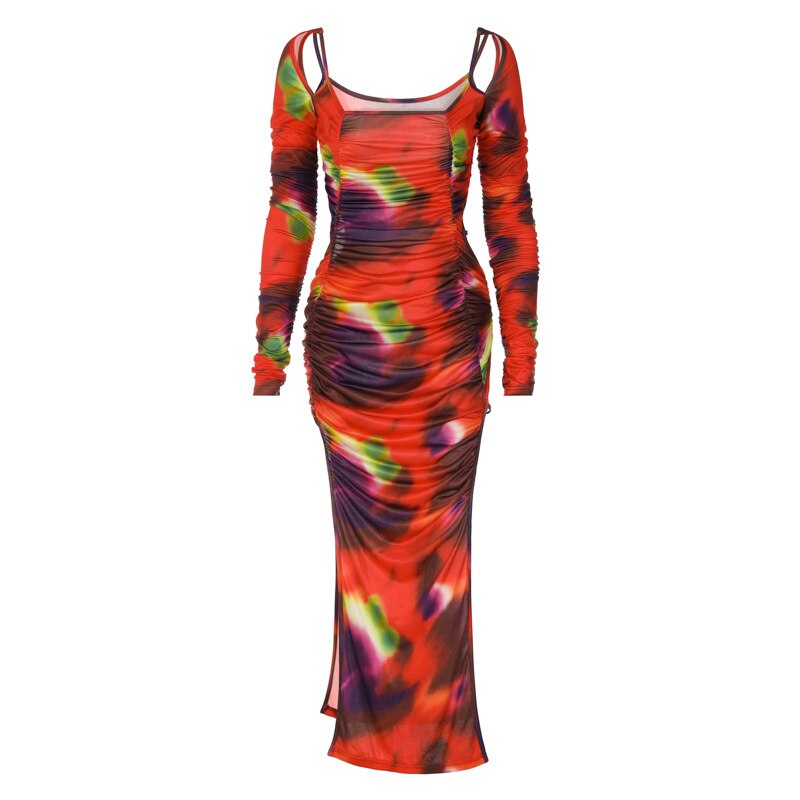Elegant-Ruched-Printed-Maxi-Dress-for-Women-Robe-2023-Spring-Sexy-Cut-Out-Long-Sleeve-Bodyocn-5