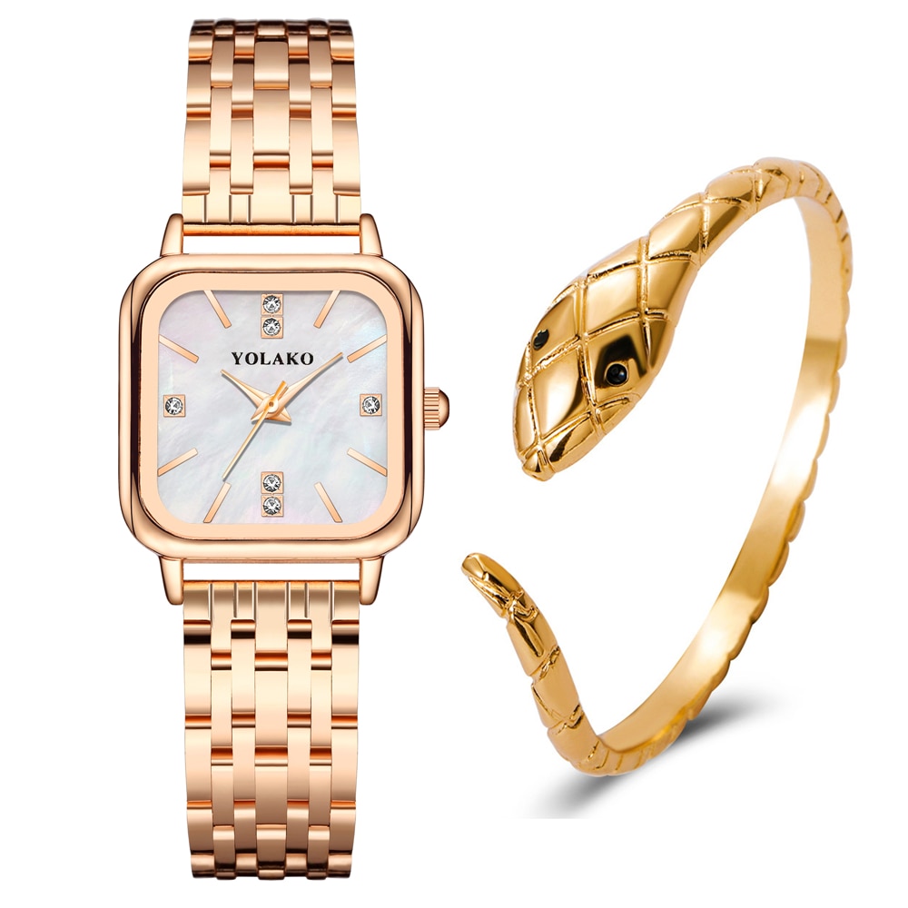 Luxury-Brands-Women-Quartz-Watch-Fashion-Square-With-Diamonds-Seashell-Surface-Design-Gold-Coloured-Fine-Metal-4
