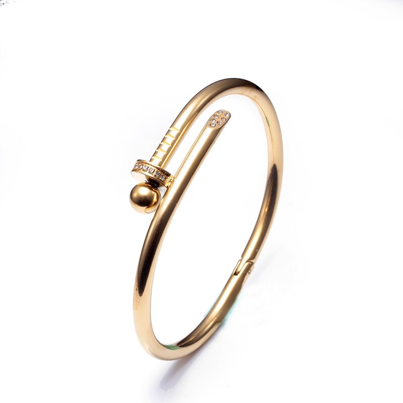 New-Brand-Stainless-Steel-Gold-Color-Crystal-Bangles-Classic-Stylish-Screws-Women-Girls-Charm-Cuff-Bracelets-3