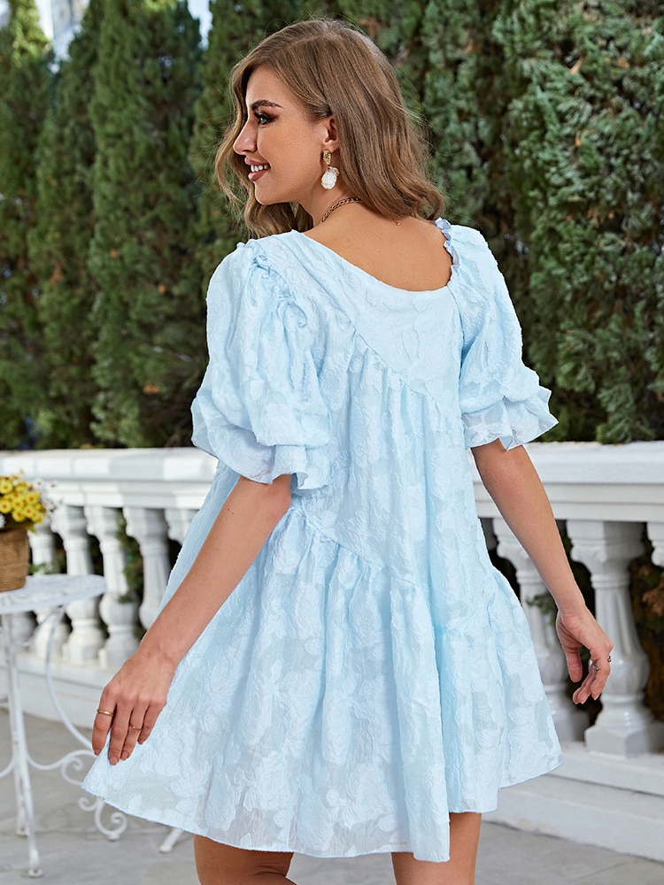 Simplee-Women-Mini-Short-Sleeves-Dresses-2023-Spring-Female-Casual-Puff-Sleeve-Vestidos-Office-Lady-Patchwork-5