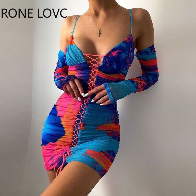 Women-Cami-Lace-up-Hollow-out-Tie-Dye-Bodycon-Summer-Sexy-Party-Dress-1