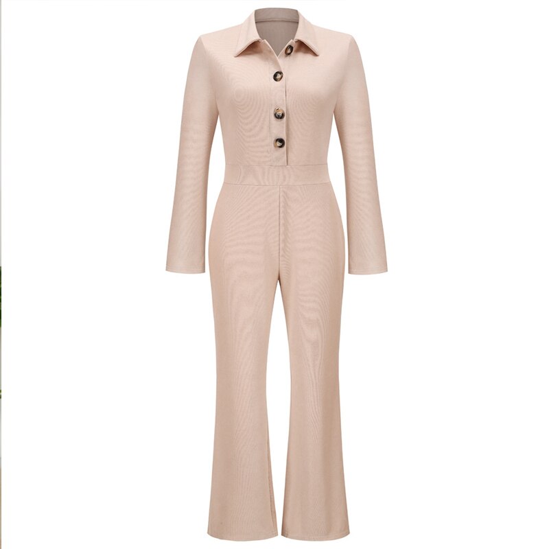 LIYONG-Women-Jumpsuit-Fashion-Solid-Color-V-Neck-Lapel-Long-Sleeves-Single-Raw-Button-Nipped-Waist-4