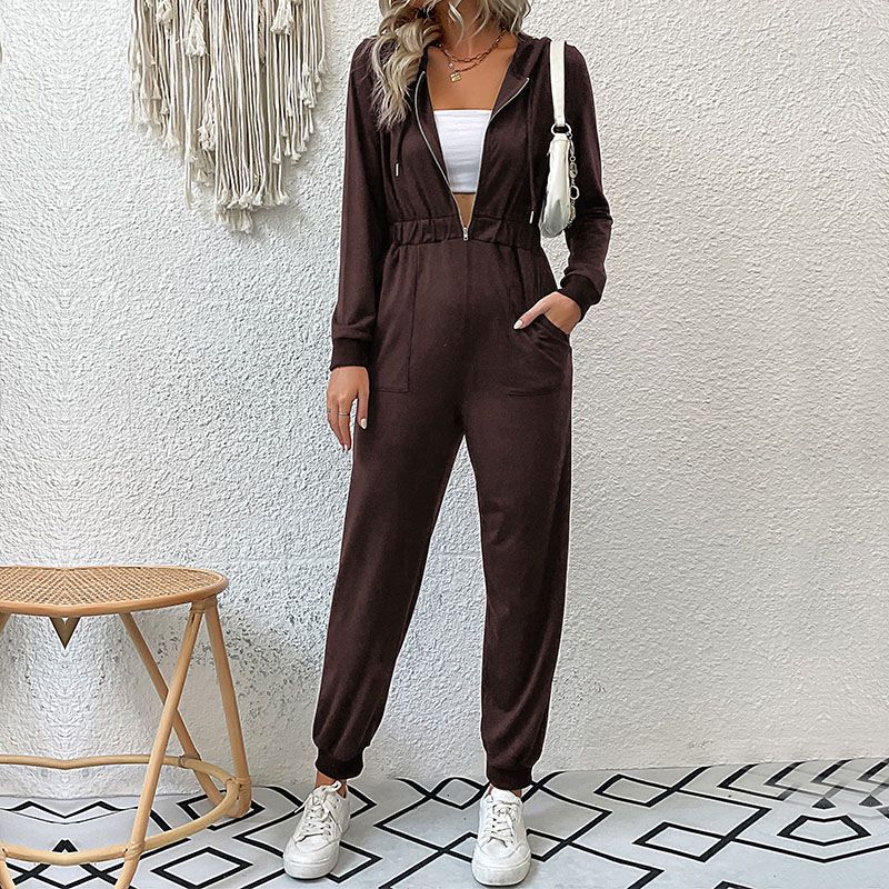 LIYONG-Women-Jumpsuit-Fashion-Zipper-V-Neck-Hooded-Long-Sleeve-Solid-Color-Nipped-Waist-Casual-With-2