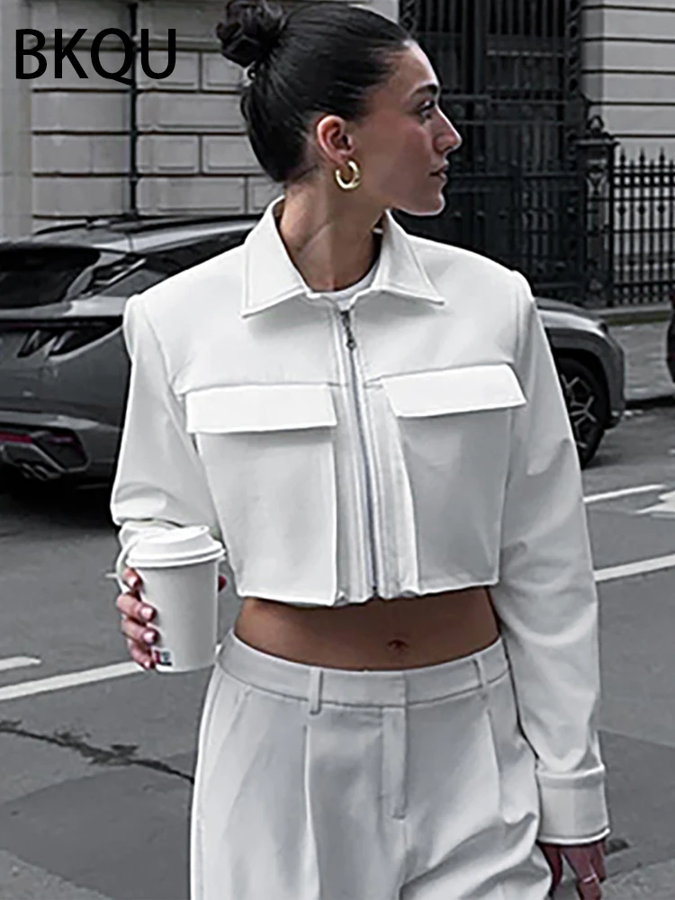BKQU-2023-White-Big-Pockets-Cropped-Jacket-Women-Tops-Fashion-Zipper-Lapel-Long-Sleeve-Chic-Y2K-5