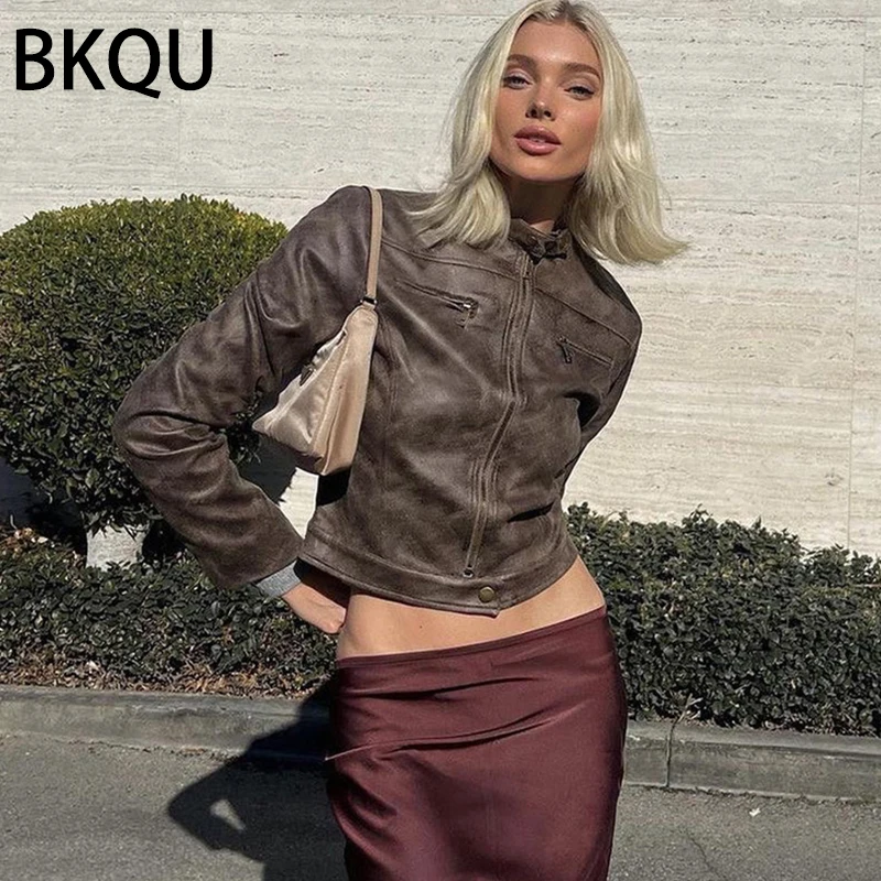 BKQU-American-Leather-Jacket-Stand-Collar-Long-Sleeve-Zipper-Short-Coats-Women-Brand-Quality-Motorcycle-PU-2