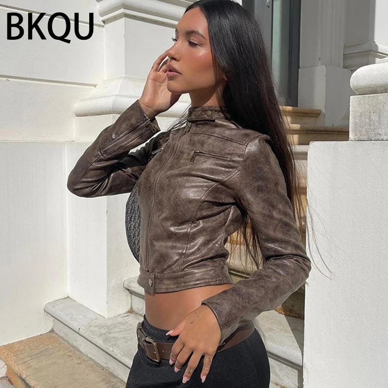 BKQU-American-Leather-Jacket-Stand-Collar-Long-Sleeve-Zipper-Short-Coats-Women-Brand-Quality-Motorcycle-PU-3